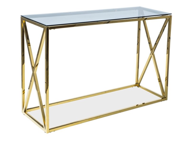 Veneti Malý konzolový stolík LAZARUS - sklo / zlatý